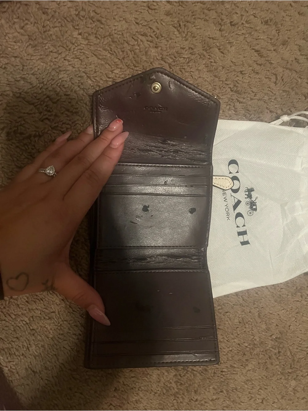 Coach Cream Wallet with Pink Floral Print
